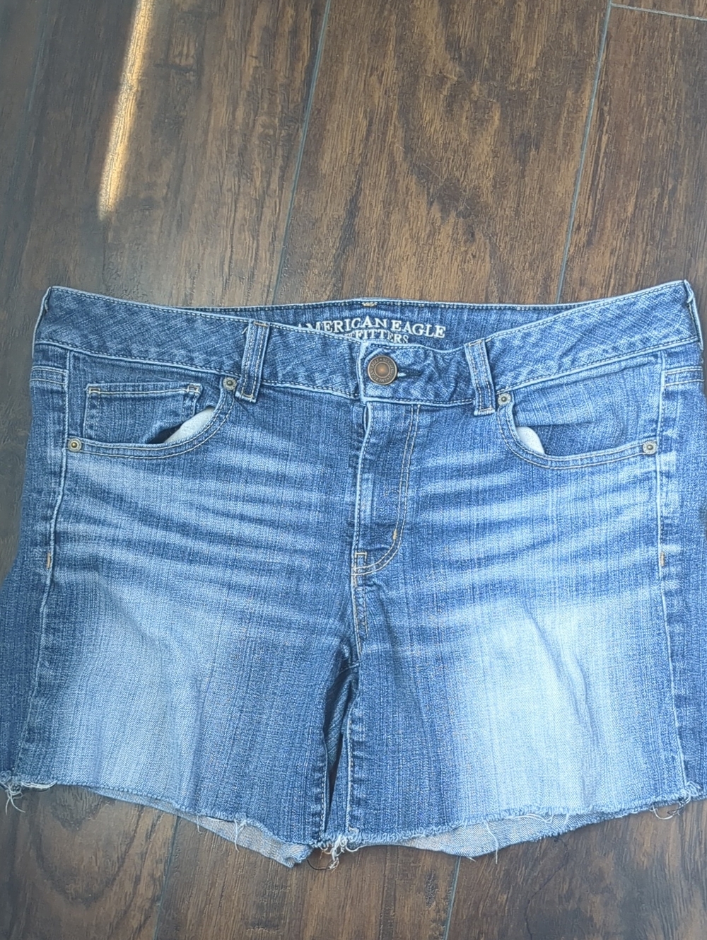 American Eagle Denim Cutoff Shorts - Light Blue Wash Size 14
